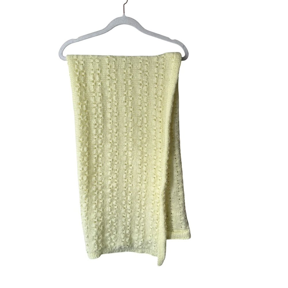 Soft Pastel Yellow Handmade Crochet Knit Baby Blanket Vintage Inspired Nursery